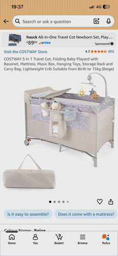 Costway 5in1 travel cot - 5in1,